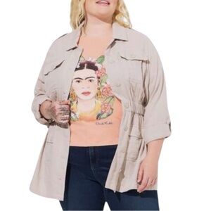 Size 1: Torrid Double Gauze Utility Anorak-Chateau Gray